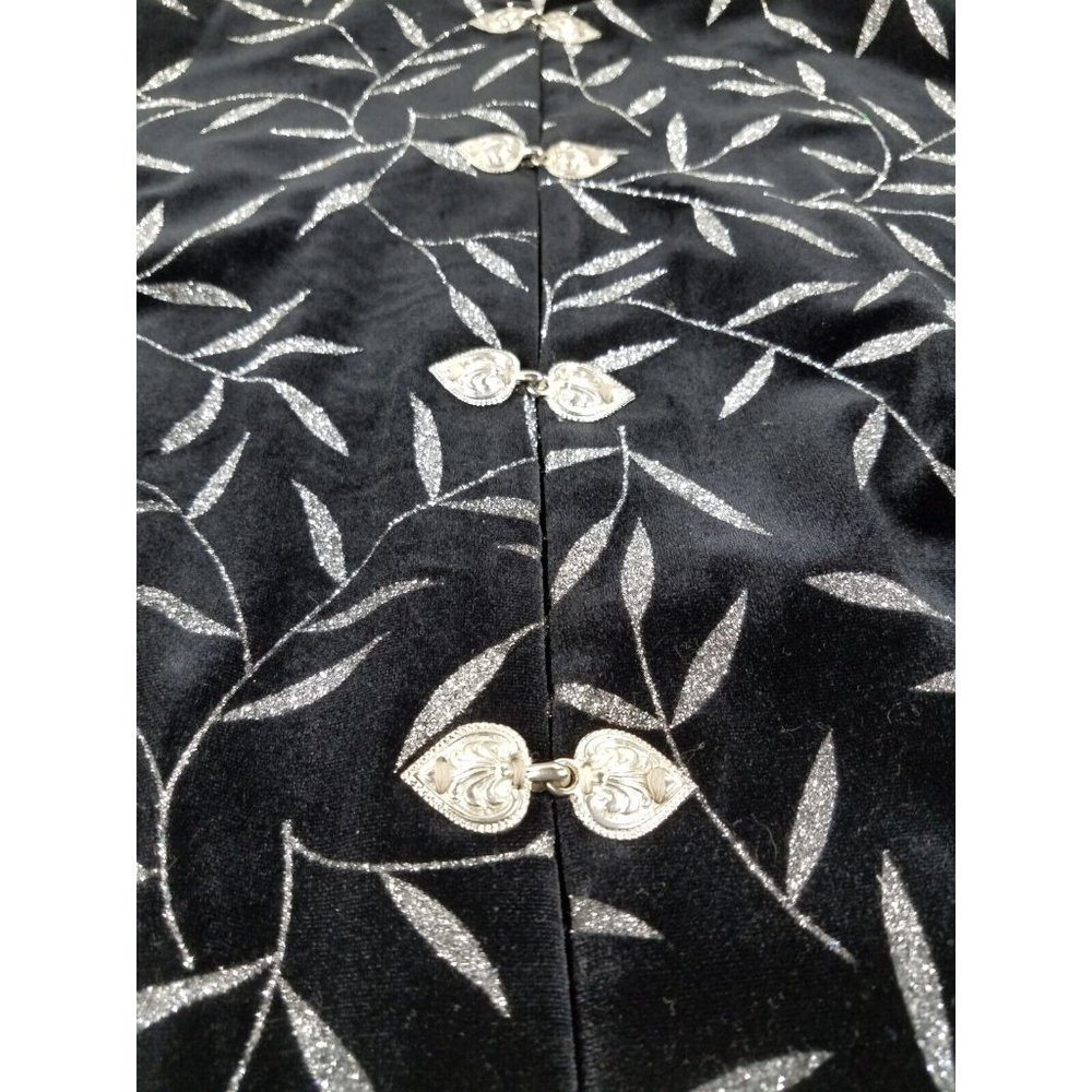 JBS Ltd Women’s Black Velvet Jacket Size 15 W Hippie Evening Wear Leaves B13 - Picture 5 of 12